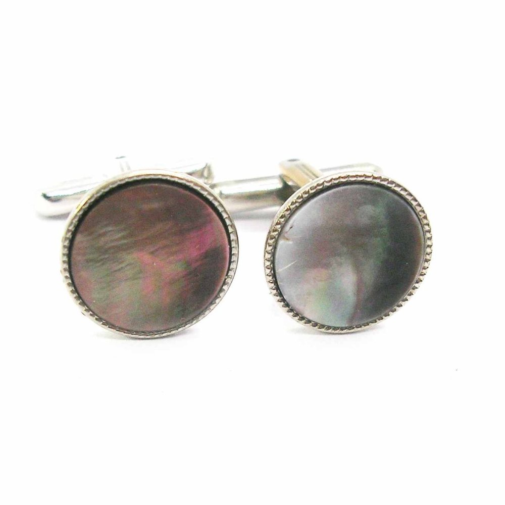 Vintage Cuff Links Mother of Pearl Mid Century Hickok Formal Shirt Accessory